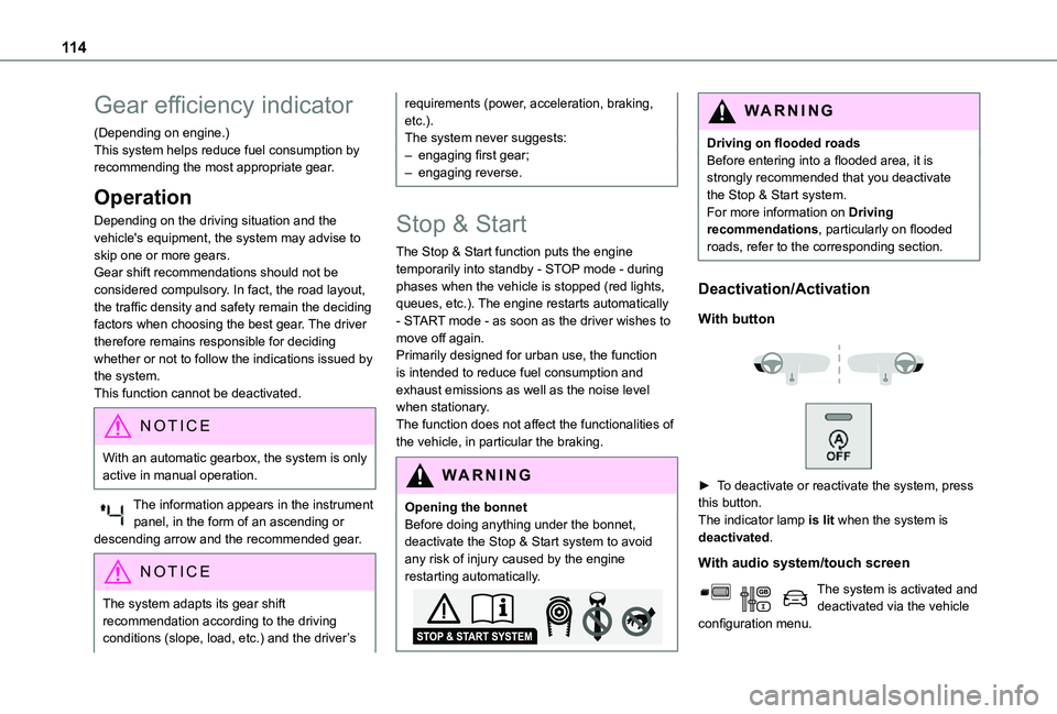 TOYOTA PROACE CITY 2021  Owners Manual 11 4
Gear efficiency indicator
(Depending on engine.)This system helps reduce fuel consumption by recommending the most appropriate gear.
Operation
Depending on the driving situation and the vehicle&#