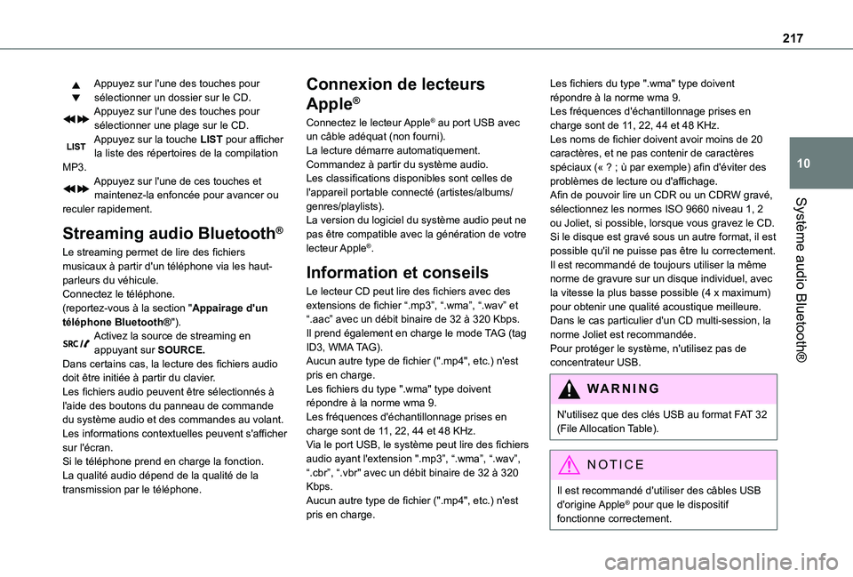 TOYOTA PROACE CITY 2021 Notices Demploi (in French) 217
Système audio Bluetooth®
10
Appuyez sur l'une des touches pour sélectionner un dossier sur le CD.Appuyez sur l'une des touches pour sélectionner une plage sur le CD.Appuyez sur la touc TOYOTA PROACE CITY 2021 Notices Demploi (in French) 217
Système audio Bluetooth®
10
Appuyez sur l'une des touches pour sélectionner un dossier sur le CD.Appuyez sur l'une des touches pour sélectionner une plage sur le CD.Appuyez sur la touc
