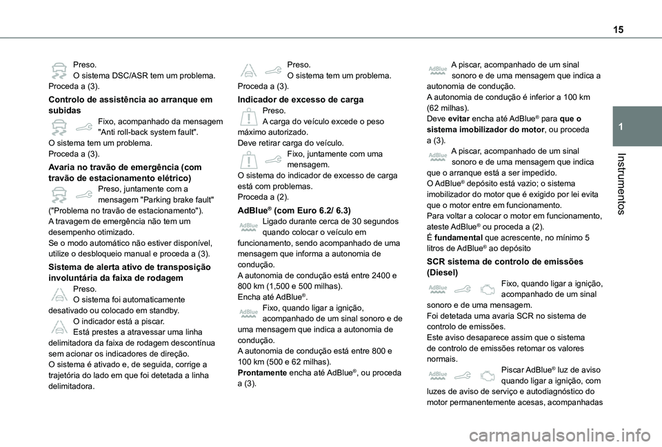 TOYOTA PROACE CITY 2021 Manual de utilização (in Portuguese) 15
Instrumentos
1
Preso.O sistema DSC/ASR tem um problema.Proceda a (3).
Controlo de assistência ao arranque em subidasFixo, acompanhado da mensagem "Anti roll-back system fault".O sistema te TOYOTA PROACE CITY 2021 Manual de utilização (in Portuguese) 15
Instrumentos
1
Preso.O sistema DSC/ASR tem um problema.Proceda a (3).
Controlo de assistência ao arranque em subidasFixo, acompanhado da mensagem "Anti roll-back system fault".O sistema te