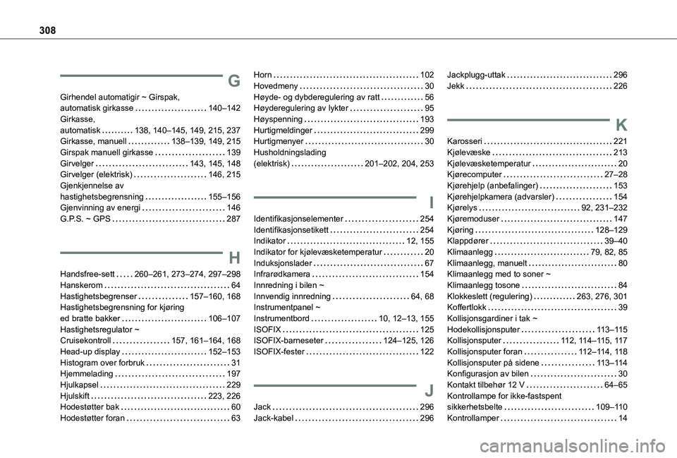 TOYOTA PROACE CITY EV 2021 Instruksjoner for bruk (in Norwegian) 308
G
Girhendel automatigir ~ Girspak, automatisk girkasse 140–142Girkasse, automatisk 138, 140–145, 149, 215, 237Girkasse, manuell 138–139, 149, 215Girspak manuell girkasse 139Girvelg TOYOTA PROACE CITY EV 2021 Instruksjoner for bruk (in Norwegian) 308
G
Girhendel automatigir ~ Girspak, automatisk girkasse 140–142Girkasse, automatisk 138, 140–145, 149, 215, 237Girkasse, manuell 138–139, 149, 215Girspak manuell girkasse 139Girvelg