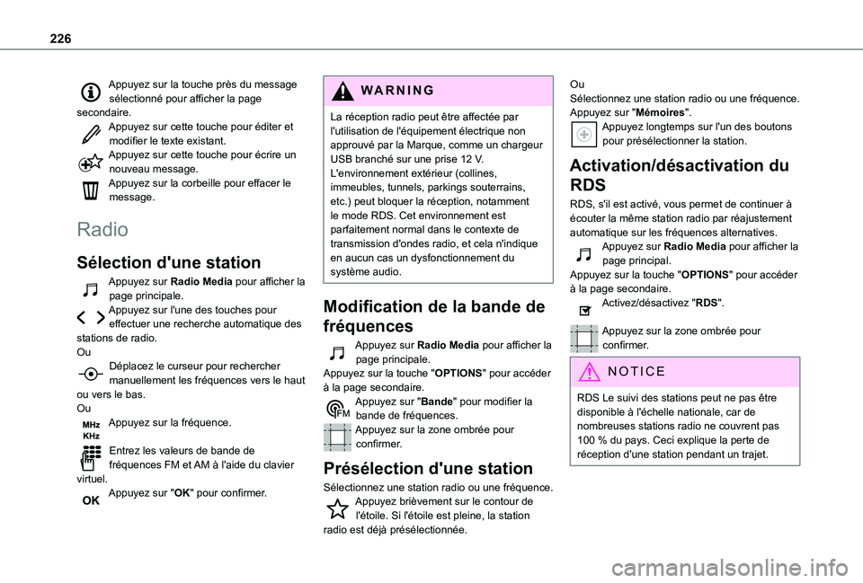 TOYOTA PROACE CITY VERSO 2020 Notices Demploi (in French) 226
Appuyez sur la touche près du message sélectionné pour afficher la page secondaire.Appuyez sur cette touche pour éditer et modifier le texte existant.Appuyez sur cette touche pour écrire un n TOYOTA PROACE CITY VERSO 2020 Notices Demploi (in French) 226
Appuyez sur la touche près du message sélectionné pour afficher la page secondaire.Appuyez sur cette touche pour éditer et modifier le texte existant.Appuyez sur cette touche pour écrire un n