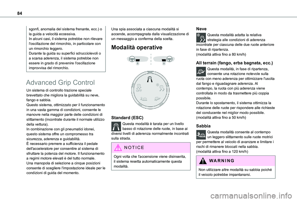 TOYOTA PROACE CITY VERSO 2021 Manuale duso (in Italian) 84
sgonfi, anomalia del sistema frenante, ecc.) o la guida a velocità eccessiva.In alcuni casi, il sistema potrebbe non rilevare l'oscillazione del rimorchio, in particolare con un rimorchio legg TOYOTA PROACE CITY VERSO 2021 Manuale duso (in Italian) 84
sgonfi, anomalia del sistema frenante, ecc.) o la guida a velocità eccessiva.In alcuni casi, il sistema potrebbe non rilevare l'oscillazione del rimorchio, in particolare con un rimorchio legg