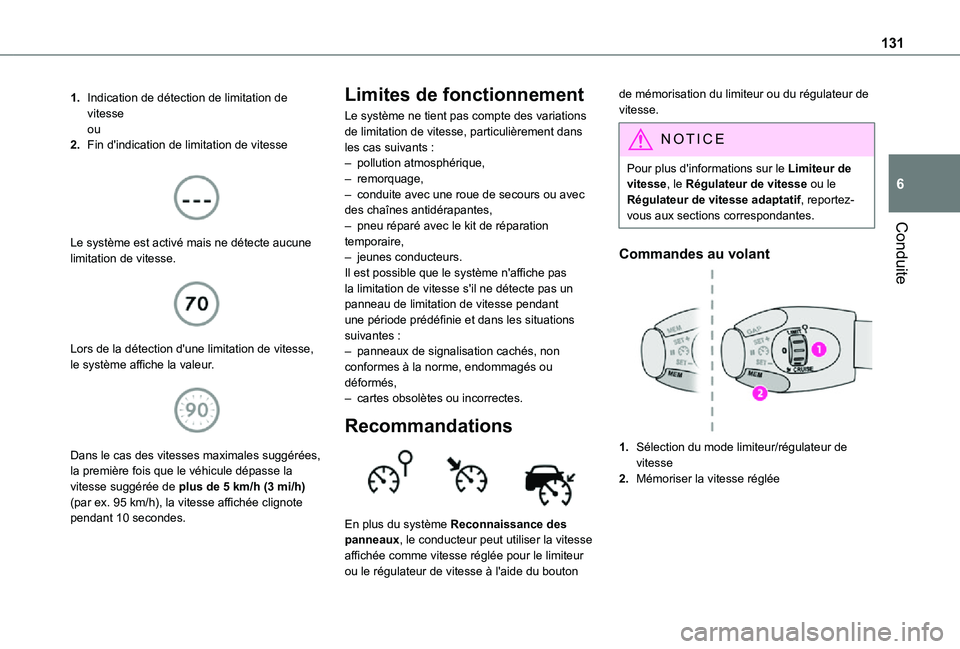 TOYOTA PROACE CITY VERSO 2021 Notices Demploi (in French) 131
Conduite
6
1.Indication de détection de limitation de vitesseou
2.Fin d'indication de limitation de vitesse
Le système est activé mais ne détecte aucune
limitation de vitesse.
Lors TOYOTA PROACE CITY VERSO 2021 Notices Demploi (in French) 131
Conduite
6
1.Indication de détection de limitation de vitesseou
2.Fin d'indication de limitation de vitesse
Le système est activé mais ne détecte aucune
limitation de vitesse.
Lors