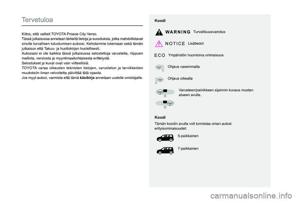 TOYOTA PROACE CITY VERSO 2021  Omistajan Käsikirja (in Finnish) 