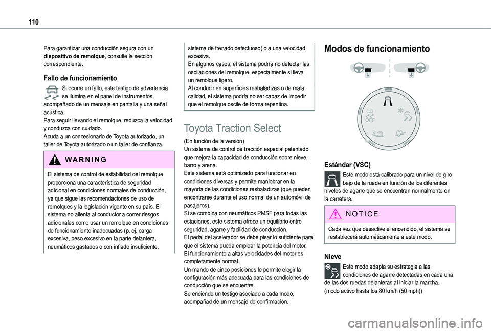 TOYOTA PROACE CITY VERSO EV 2021 Manuale de Empleo (in Spanish) 11 0
Para garantizar una conducción segura con un dispositivo de remolque, consulte la sección correspondiente.
Fallo de funcionamiento
Si ocurre un fallo, este testigo de advertencia se ilumina en TOYOTA PROACE CITY VERSO EV 2021 Manuale de Empleo (in Spanish) 11 0
Para garantizar una conducción segura con un dispositivo de remolque, consulte la sección correspondiente.
Fallo de funcionamiento
Si ocurre un fallo, este testigo de advertencia se ilumina en