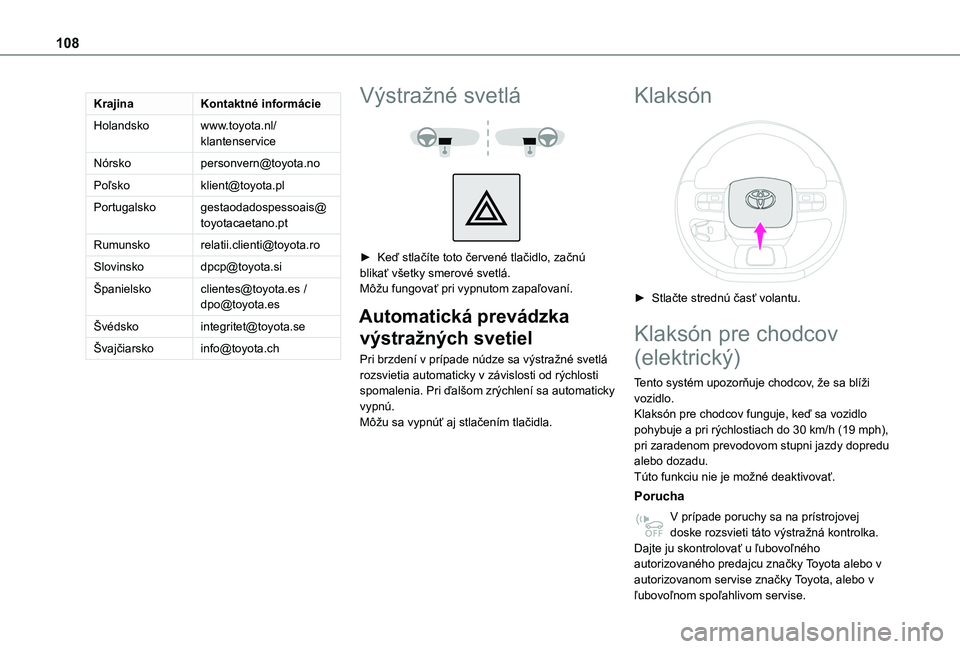 TOYOTA PROACE CITY VERSO EV 2021 Návod na použitie (in Slovakian) 108
KrajinaKontaktné informácie
Holandskowww.toyota.nl/klantenservice
Nórskopersonvern@toyota.no
Poľskoklient@toyota.pl
Portugalskogestaodadospessoais@toyotacaetano.pt
Rumunskorelatii.clienti@toyo TOYOTA PROACE CITY VERSO EV 2021 Návod na použitie (in Slovakian) 108
KrajinaKontaktné informácie
Holandskowww.toyota.nl/klantenservice
Nórskopersonvern@toyota.no
Poľskoklient@toyota.pl
Portugalskogestaodadospessoais@toyotacaetano.pt
Rumunskorelatii.clienti@toyo
