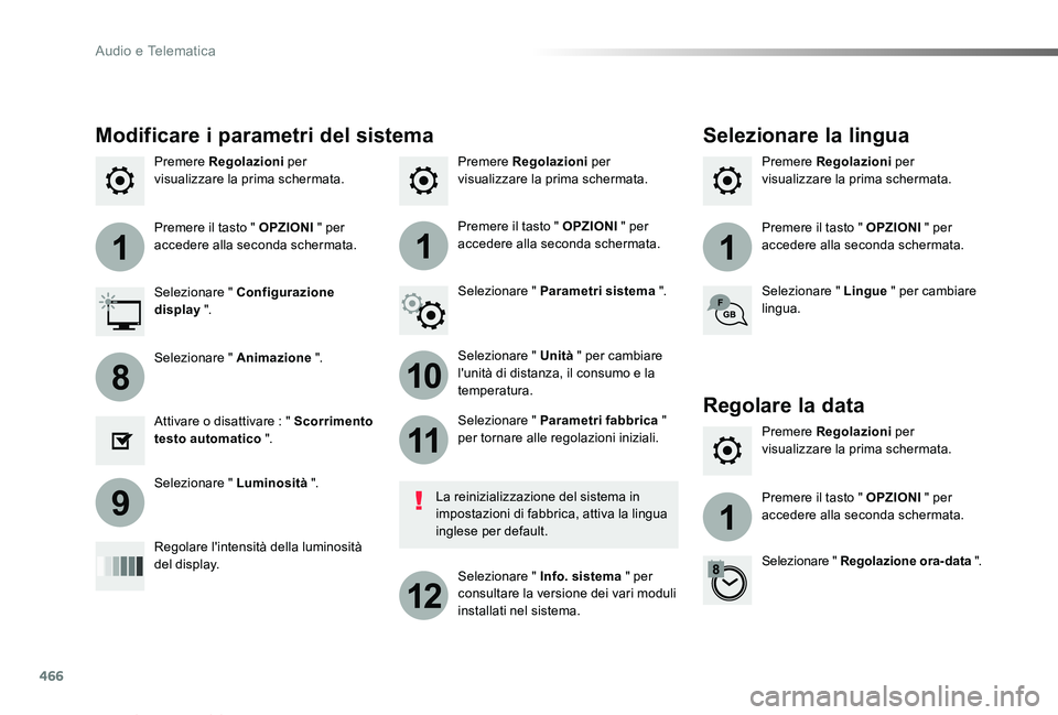 TOYOTA PROACE VERSO 2019 Manuale duso (in Italian) 466
111
10
11
12
8
91
Proace_Verso_IT_Chap10c_RCC-1_ed01-2019
Premere Regolazioni per visualizzare la prima schermata.Premere Regolazioni per visualizzare la prima schermata.Premere Regolazioni per vi TOYOTA PROACE VERSO 2019 Manuale duso (in Italian) 466
111
10
11
12
8
91
Proace_Verso_IT_Chap10c_RCC-1_ed01-2019
Premere Regolazioni per visualizzare la prima schermata.Premere Regolazioni per visualizzare la prima schermata.Premere Regolazioni per vi