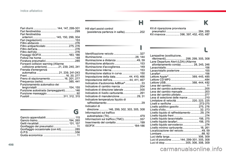 TOYOTA PROACE VERSO 2019 Manuale duso (in Italian) 498
Proace_Verso_IT_Chap11_index-alpha_ed01-2019
Fari diurni ..............................14 4, 147, 299-301Fari fendinebbia ............................................299Fari fendinebbia anteriori TOYOTA PROACE VERSO 2019 Manuale duso (in Italian) 498
Proace_Verso_IT_Chap11_index-alpha_ed01-2019
Fari diurni ..............................14 4, 147, 299-301Fari fendinebbia ............................................299Fari fendinebbia anteriori