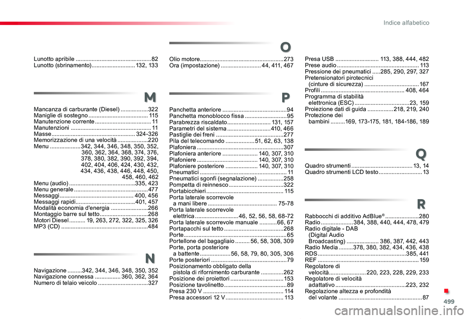 TOYOTA PROACE VERSO 2019 Manuale duso (in Italian) 499
Proace_Verso_IT_Chap11_index-alpha_ed01-2019
Lunotto apribile ...............................................82Lunotto (sbrinamento) ...........................132, 13 3
M
Mancanza di carburante ( TOYOTA PROACE VERSO 2019 Manuale duso (in Italian) 499
Proace_Verso_IT_Chap11_index-alpha_ed01-2019
Lunotto apribile ...............................................82Lunotto (sbrinamento) ...........................132, 13 3
M
Mancanza di carburante (
