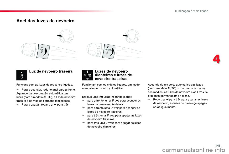 TOYOTA PROACE VERSO 2019 Manual de utilização (in Portuguese) 145
ProaceVerso_pt_Chap04_eclairage-et-visibilite_ed01-2019
Anel das luzes de nevoeiro
Luzes de nevoeiro dianteiras e luzes de nevoeiro traseiras
Luz de nevoeiro traseira
F Para a acender, rodar o ane TOYOTA PROACE VERSO 2019 Manual de utilização (in Portuguese) 145
ProaceVerso_pt_Chap04_eclairage-et-visibilite_ed01-2019
Anel das luzes de nevoeiro
Luzes de nevoeiro dianteiras e luzes de nevoeiro traseiras
Luz de nevoeiro traseira
F Para a acender, rodar o ane