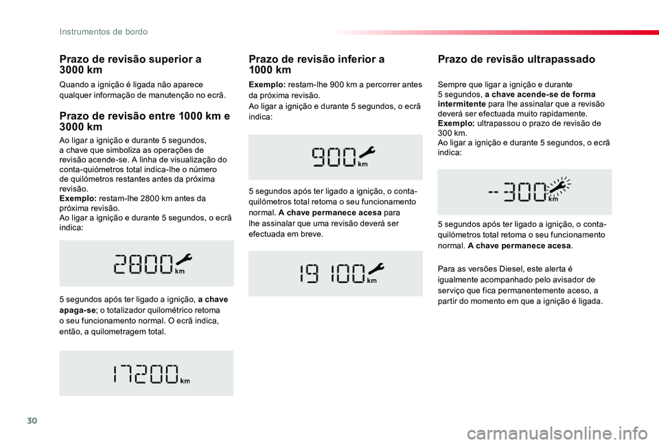 TOYOTA PROACE VERSO 2019 Manual de utilização (in Portuguese) 30
ProaceVerso_pt_Chap01_instruments-de-bord_ed01-2019
Prazo de revisão entre 1000 km e 3000 km
Ao ligar a ignição e durante 5 segundos, a chave que simboliza as operações de revisão acende-se. TOYOTA PROACE VERSO 2019 Manual de utilização (in Portuguese) 30
ProaceVerso_pt_Chap01_instruments-de-bord_ed01-2019
Prazo de revisão entre 1000 km e 3000 km
Ao ligar a ignição e durante 5 segundos, a chave que simboliza as operações de revisão acende-se.