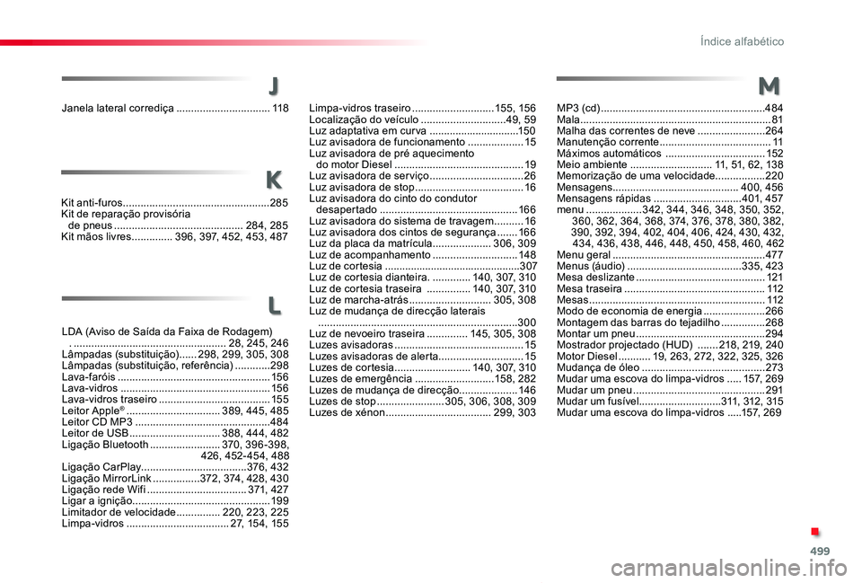 TOYOTA PROACE VERSO 2019 Manual de utilização (in Portuguese) 499
ProaceVerso_pt_Chap11_index-alpha_ed01-2019
Janela lateral corrediça ................................11 8
LDA (Aviso de Saída da Faixa de Rodagem) . ............................................. TOYOTA PROACE VERSO 2019 Manual de utilização (in Portuguese) 499
ProaceVerso_pt_Chap11_index-alpha_ed01-2019
Janela lateral corrediça ................................11 8
LDA (Aviso de Saída da Faixa de Rodagem) . .............................................