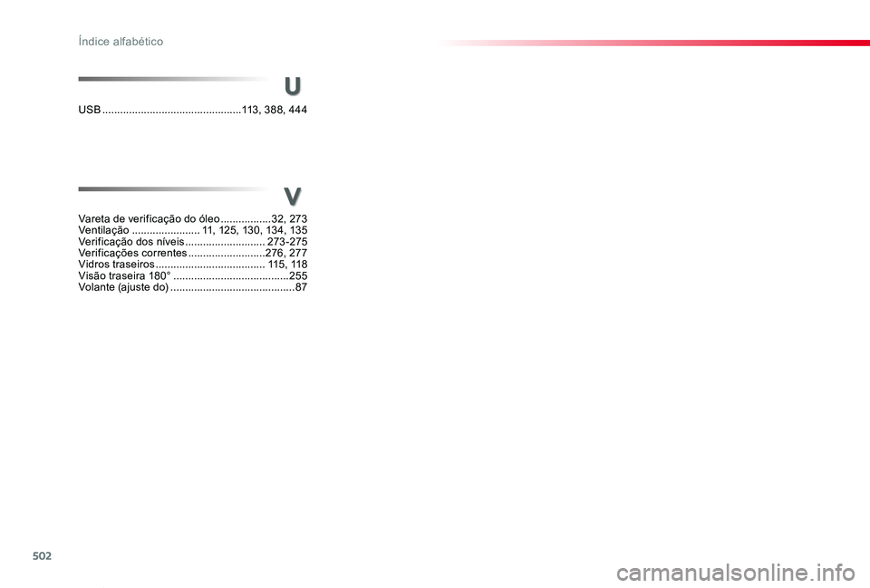 TOYOTA PROACE VERSO 2019  Manual de utilização (in Portuguese) 502
ProaceVerso_pt_Chap11_index-alpha_ed01-2019
V
Vareta de verificação do óleo .................32, 273Ventilação  .......................11, 125, 13 0, 13 4, 13 5Verificação dos níveis .....