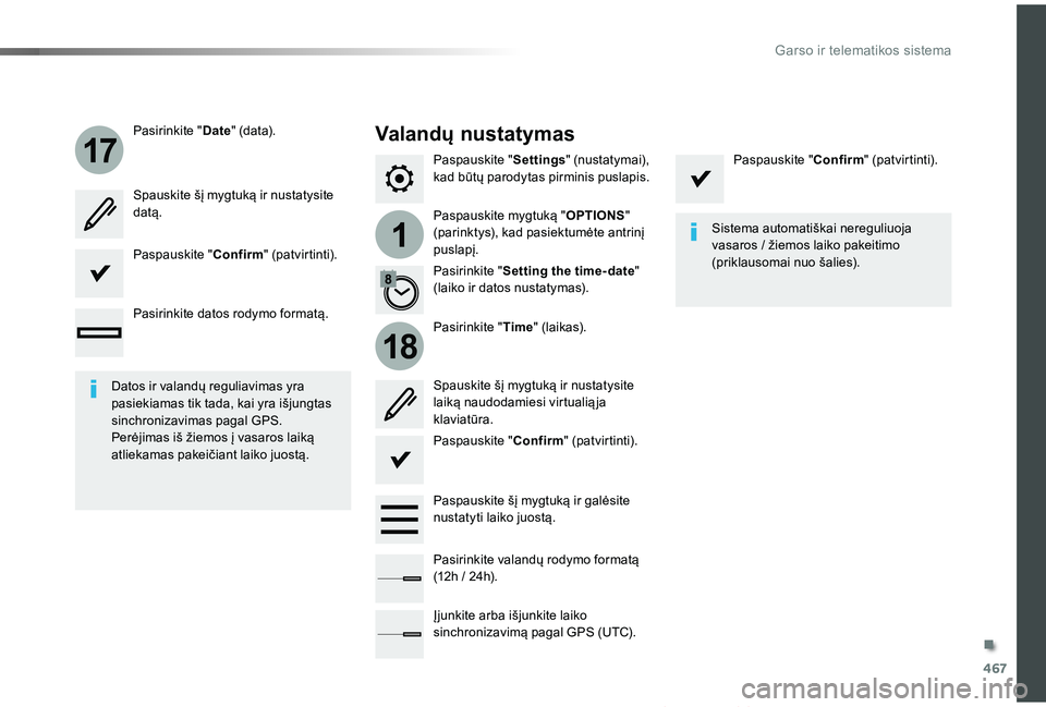 TOYOTA PROACE VERSO 2019  Eksploatavimo vadovas (in Lithuanian) 467
1
17
18
Proace verso_LT_Chap10c_RCC-1_ed01-2019
Paspauskite "Settings" (nustatymai), kad būtų parodytas pirminis puslapis.
Paspauskite mygtuką "OPTIONS" (parinktys), kad pasiekt