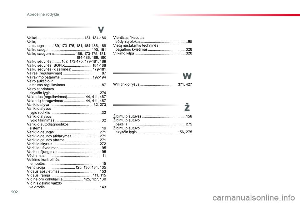 TOYOTA PROACE VERSO 2019  Eksploatavimo vadovas (in Lithuanian) 502
Proace verso_LT_Chap11_index-alpha_ed01-2019
Vientisas fiksuotas  sėdynių blokas ..............................................95Vietą nustatantis techninės  pagalbos kvietimas  ..............