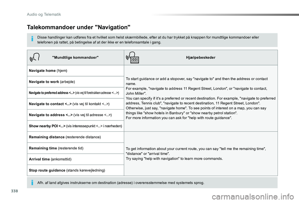 TOYOTA PROACE VERSO 2019 Brugsanvisning (in Danish) 338
ProaceVerso_da_Chap10b_NAC-1_ed01-2019
Talekommandoer under "Navigation"
Disse handlinger kan udføres fra et hvilket som helst skærmbillede, efter at du har trykket på knappen for mundt TOYOTA PROACE VERSO 2019 Brugsanvisning (in Danish) 338
ProaceVerso_da_Chap10b_NAC-1_ed01-2019
Talekommandoer under "Navigation"
Disse handlinger kan udføres fra et hvilket som helst skærmbillede, efter at du har trykket på knappen for mundt