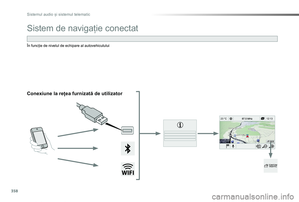 TOYOTA PROACE VERSO 2019  Manual de utilizare (in Romanian) 358
12:13
23 °C
Proace_Verso_RO_Chap10b_NAC-1_ed01-2019
Sistem de navigație conectat
Conexiune la rețea furnizată de utilizator
În funcție de nivelul de echipare al autovehiculului 
Sistemul aud