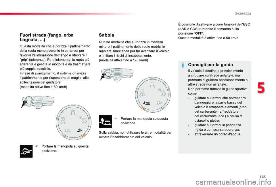TOYOTA PROACE VERSO 2020 Manuale duso (in Italian) 163
Proace_Verso_IT_Chap05_securite_ed01-2019
Questa modalità che autorizza il pattinamento della ruota meno aderente in partenza per favorire l'eliminazione del fango e ritrovare il "grip TOYOTA PROACE VERSO 2020 Manuale duso (in Italian) 163
Proace_Verso_IT_Chap05_securite_ed01-2019
Questa modalità che autorizza il pattinamento della ruota meno aderente in partenza per favorire l'eliminazione del fango e ritrovare il "grip