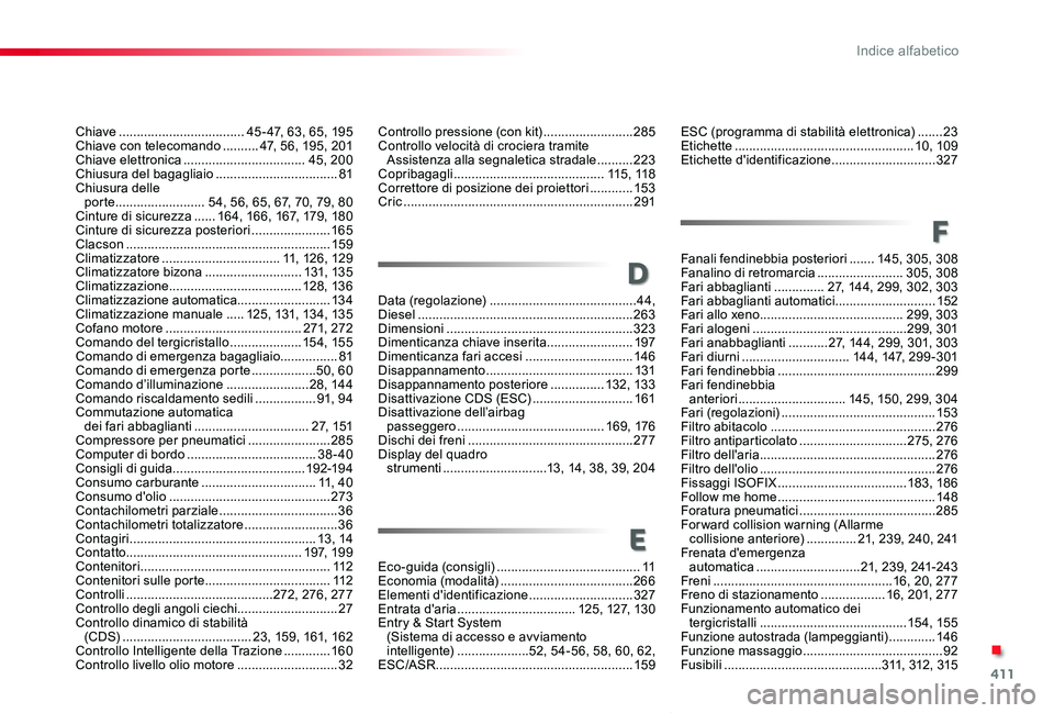 TOYOTA PROACE VERSO 2020 Manuale duso (in Italian) 411
Proace_Verso_IT_Chap11_index-alpha_ed01-2019
Chiave ...................................45-47, 63, 65, 195Chiave con telecomando ..........47, 56, 195, 201Chiave elettronica ....................... TOYOTA PROACE VERSO 2020 Manuale duso (in Italian) 411
Proace_Verso_IT_Chap11_index-alpha_ed01-2019
Chiave ...................................45-47, 63, 65, 195Chiave con telecomando ..........47, 56, 195, 201Chiave elettronica .......................