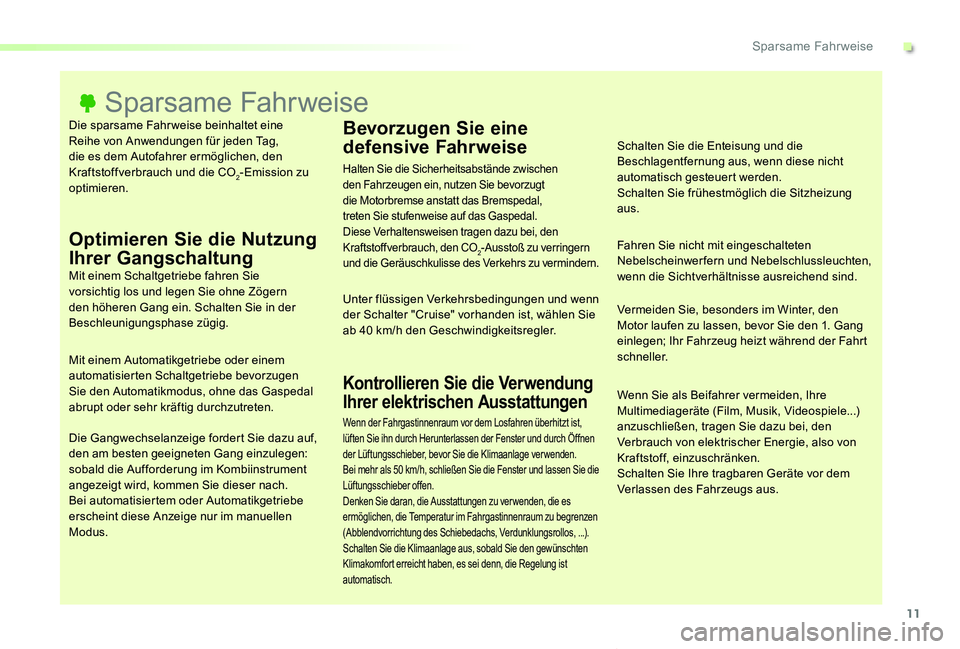 TOYOTA PROACE VERSO 2020  Betriebsanleitungen (in German) 11
Proace_Verso_de_Chap00c_eco-conduite_ed2019_V02
Die sparsame Fahrweise beinhaltet eine Reihe von Anwendungen für jeden Tag, die es dem Autofahrer ermöglichen, den Kraftstoffverbrauch und die CO2-