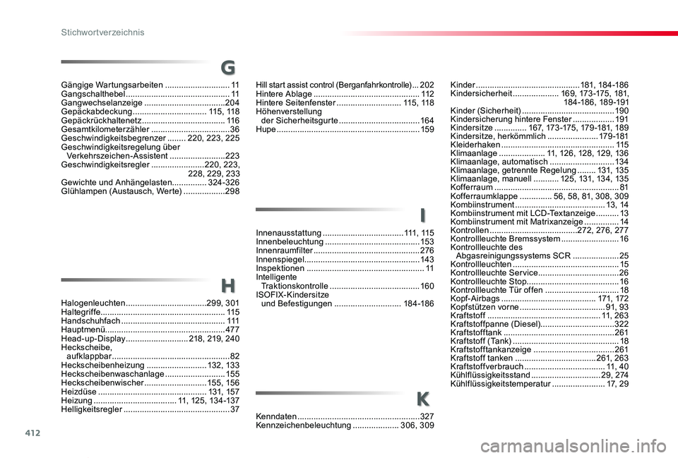TOYOTA PROACE VERSO 2020  Betriebsanleitungen (in German) 412
Proace_Verso_de_Chap11_index-alpha_ed2019_V02
Kinder .............................................181, 18 4-18 6Kindersicherheit ....................169, 173-175, 181,  18 4-18 6, 189-191Kinder (S