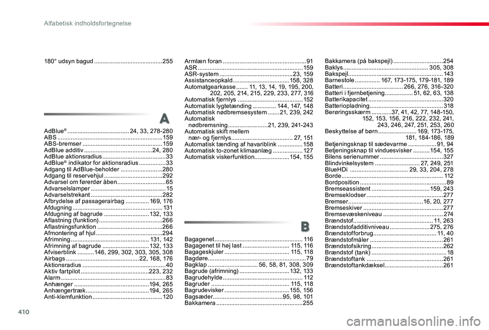 TOYOTA PROACE VERSO 2020  Brugsanvisning (in Danish) 410
ProaceVerso_da_Chap11_index-alpha_ed2019_V02
180° udsyn bagud .........................................255
AdBlue® .....................................24, 33, 278-280ABS .......................