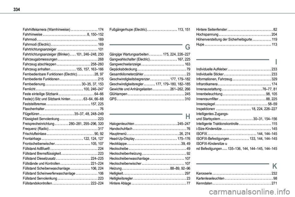 TOYOTA PROACE VERSO 2022  Betriebsanleitungen (in German) 334
Fahrhilfekamera (Warnhinweise)   174Fahrhinweise   8, 150–152Fahrmodi   169Fahrmodi (Electric)   169Fahrtrichtungsanzeiger    101Fahrtrichtungsanzeiger (Blinker)   101, 246–248, 250Fahrzeugabm