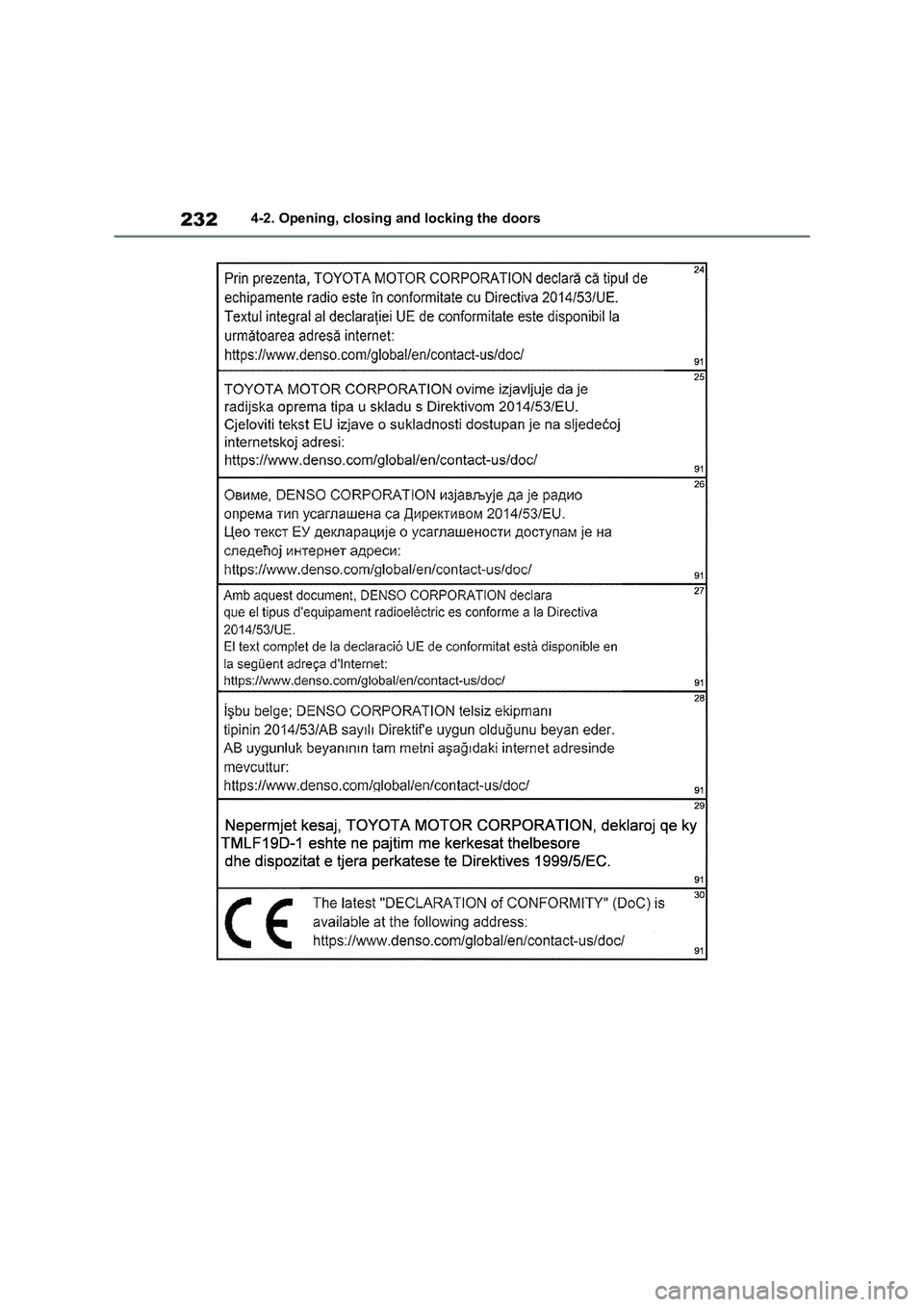 TOYOTA RAV4 PHEV 2021  Owners Manual 2324-2. Opening, closing and locking the doors 