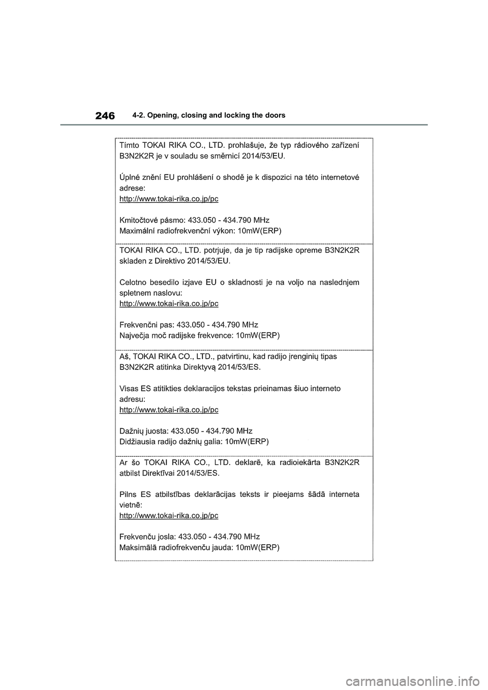 TOYOTA RAV4 PHEV 2021  Owners Manual 2464-2. Opening, closing and locking the doors 