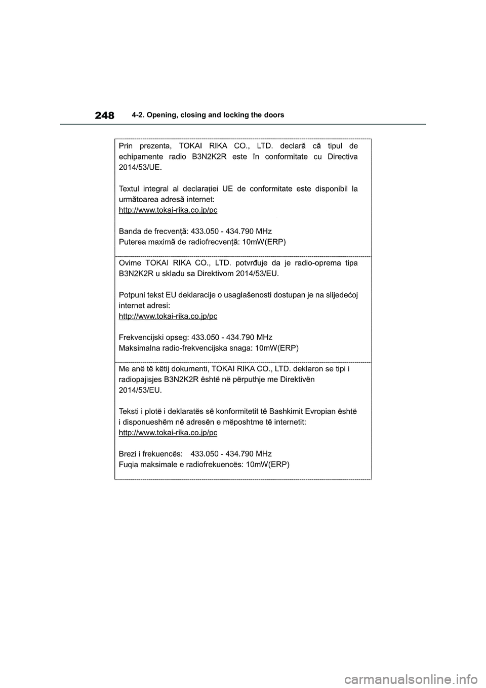 TOYOTA RAV4 PHEV 2021  Owners Manual 2484-2. Opening, closing and locking the doors 