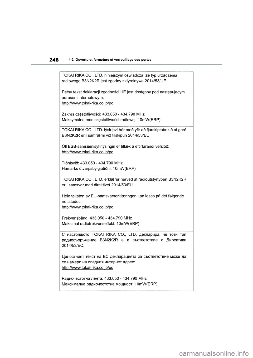 TOYOTA RAV4 PHEV 2021  Notices Demploi (in French) 2484-2. Ouverture, fermeture et verrouillage des portes 