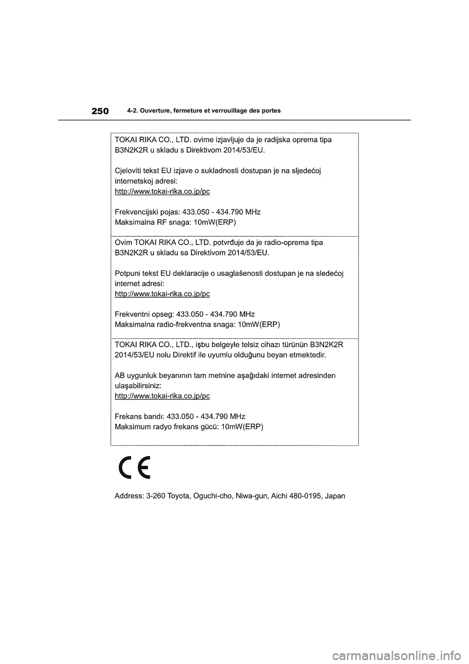TOYOTA RAV4 PHEV 2021  Notices Demploi (in French) 2504-2. Ouverture, fermeture et verrouillage des portes 