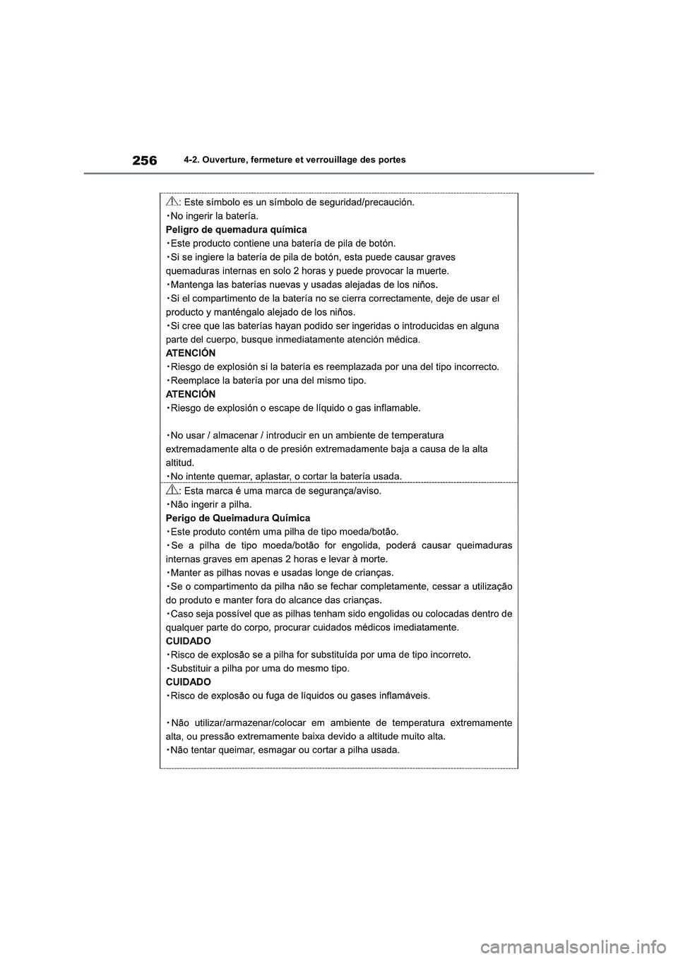 TOYOTA RAV4 PHEV 2021  Notices Demploi (in French) 2564-2. Ouverture, fermeture et verrouillage des portes 