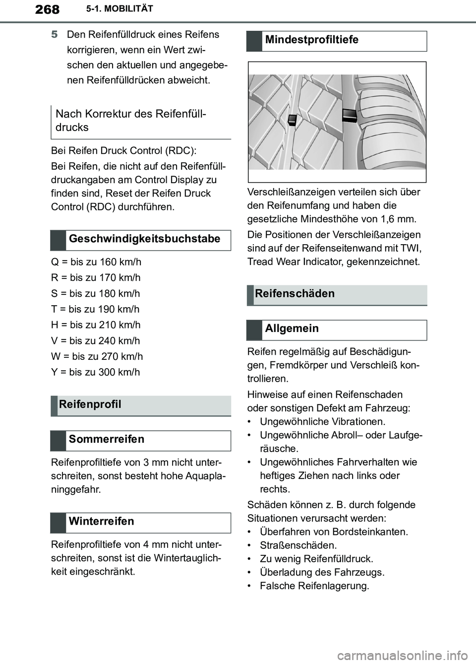 TOYOTA SUPRA 2019 Betriebsanleitungen (in German) 268
Supra Owner’s Manual_EM
5-1. MOBILITÄT
5Den Reifenfülldruck eines Reifens
korrigieren, wenn ein Wert zwi-
schen den aktuellen und angegebe-
nen Reifenfülldrücken abweicht.
Bei Reifen Druck TOYOTA SUPRA 2019 Betriebsanleitungen (in German) 268
Supra Owner’s Manual_EM
5-1. MOBILITÄT
5Den Reifenfülldruck eines Reifens
korrigieren, wenn ein Wert zwi-
schen den aktuellen und angegebe-
nen Reifenfülldrücken abweicht.
Bei Reifen Druck