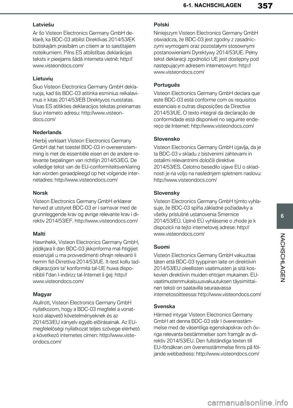 TOYOTA SUPRA 2019  Betriebsanleitungen (in German) 357
6
Supra Owner’s Manual_EM
6-1. NACHSCHLAGEN
NACHSCHLAGEN
Supra_OM_German_OM99T07M.book  357 ページ  ２０１９年２月２０日　水曜日　午前１１時１６分 