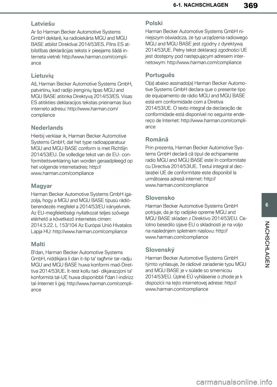 TOYOTA SUPRA 2019  Betriebsanleitungen (in German) 369
6
Supra Owner’s Manual_EM
6-1. NACHSCHLAGEN
NACHSCHLAGEN
Supra_OM_German_OM99T07M.book  369 ページ  ２０１９年２月２０日　水曜日　午前１１時１６分 