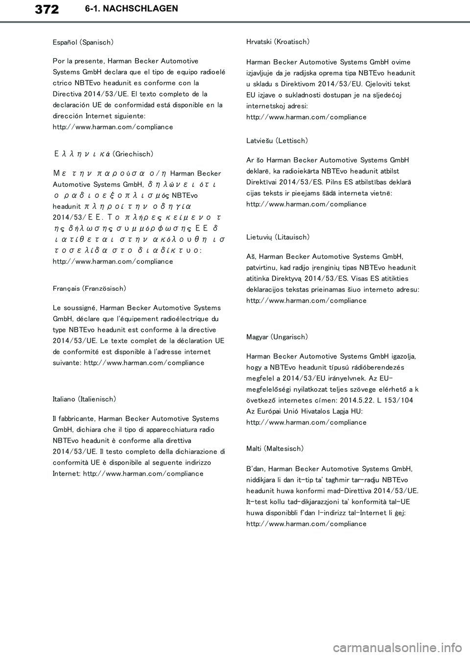 TOYOTA SUPRA 2019  Betriebsanleitungen (in German) 372
Supra Owner’s Manual_EM
6-1. NACHSCHLAGEN
Supra_OM_German_OM99T07M.book  372 ページ  ２０１９年２月２０日　水曜日　午前１１時１６分 