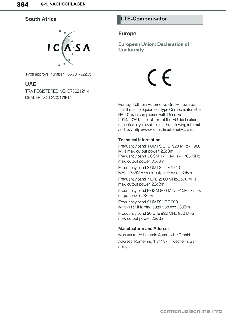 TOYOTA SUPRA 2019  Betriebsanleitungen (in German) 384
Supra Owner’s Manual_EM
6-1. NACHSCHLAGEN
LTE-Compensator
Supra_OM_German_OM99T07M.book  384 ページ  ２０１９年２月２０日　水曜日　午前１１時１６分 