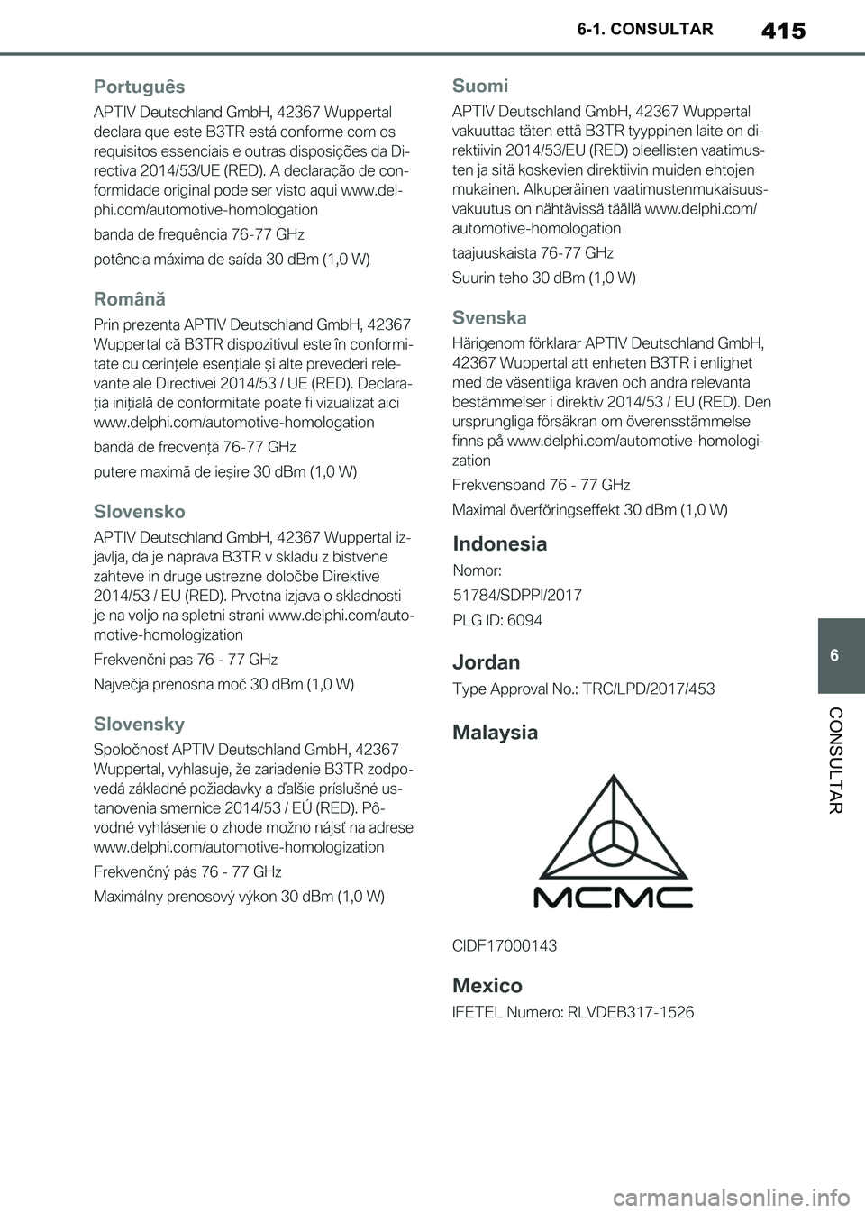 TOYOTA SUPRA 2019  Manuale de Empleo (in Spanish) 415
6
Supra Owners Manual_ES
6-1. CONSULTAR
CONSULTAR
Supra_OM_Spanish_OM99T08S.book  415 ページ  ２０１９年２月２０日　水曜日　午前１０時３５分 