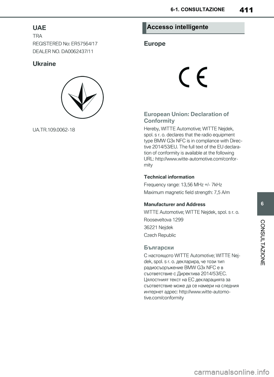 TOYOTA SUPRA 2019  Manuale duso (in Italian) 411
6
Supra Owners Manual_EL
6-1. CONSULTAZIONE
CONSULTAZIONE
Accesso intelligente
Supra_OM_Italian_OM99T09L.book  411 ページ  ２０１９年２月２０日　水曜日　午前１０時５７分