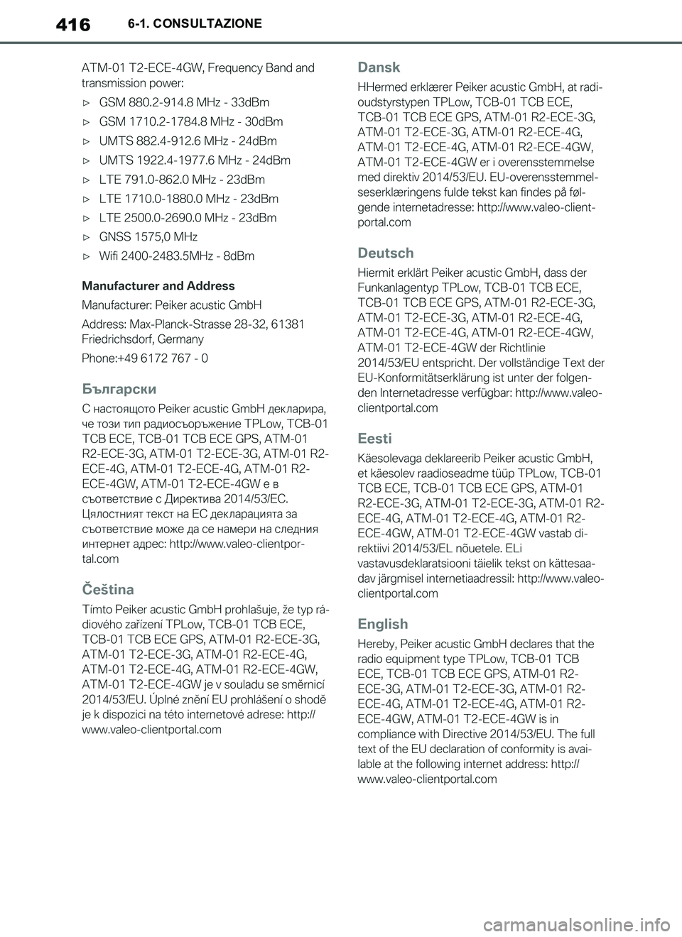 TOYOTA SUPRA 2019  Manuale duso (in Italian) 416
Supra Owners Manual_EL
6-1. CONSULTAZIONE
Supra_OM_Italian_OM99T09L.book  416 ページ  ２０１９年２月２０日　水曜日　午前１０時５７分 