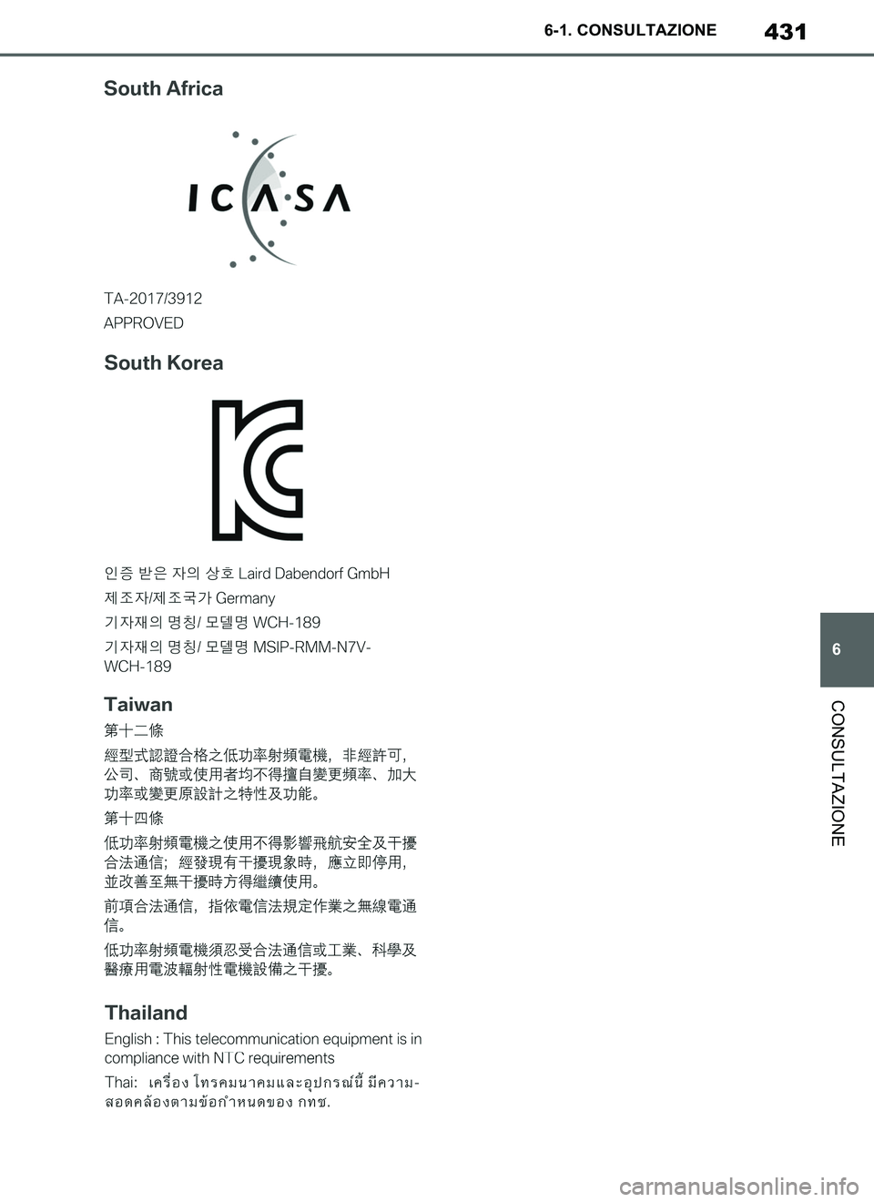 TOYOTA SUPRA 2019  Manuale duso (in Italian) 431
6
Supra Owners Manual_EL
6-1. CONSULTAZIONE
CONSULTAZIONE
Supra_OM_Italian_OM99T09L.book  431 ページ  ２０１９年２月２０日　水曜日　午前１０時５７分 