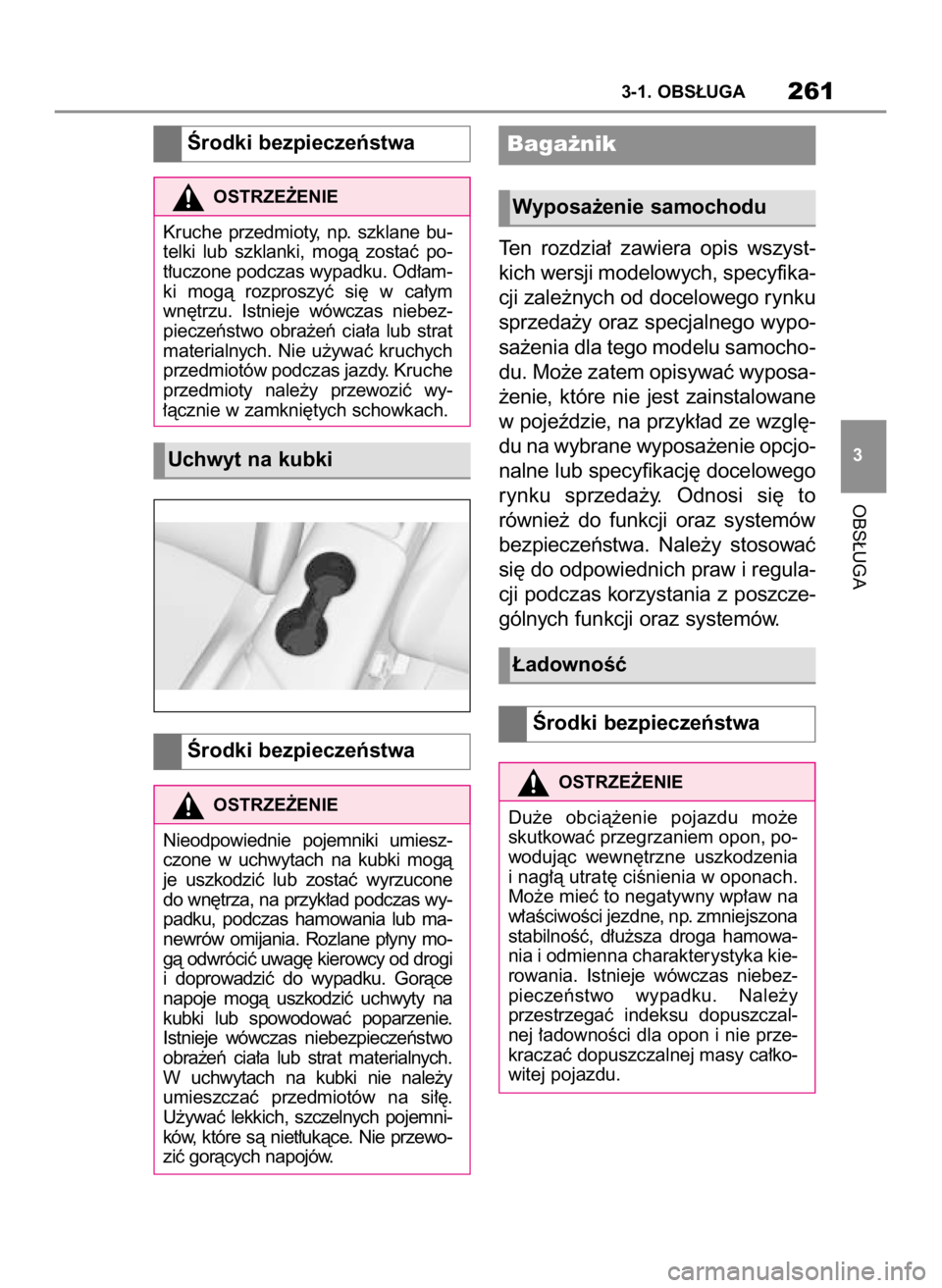 TOYOTA SUPRA 2019  Instrukcja obsługi (in Polish) Ten  rozdzia∏  zawiera  opis  wszyst-
kich wersji modelowych, specyfika-
cji zale˝nych od docelowego rynku
sprzeda˝y oraz specjalnego wypo-
sa˝enia dla tego modelu samocho-
du. Mo˝e zatem opisyw