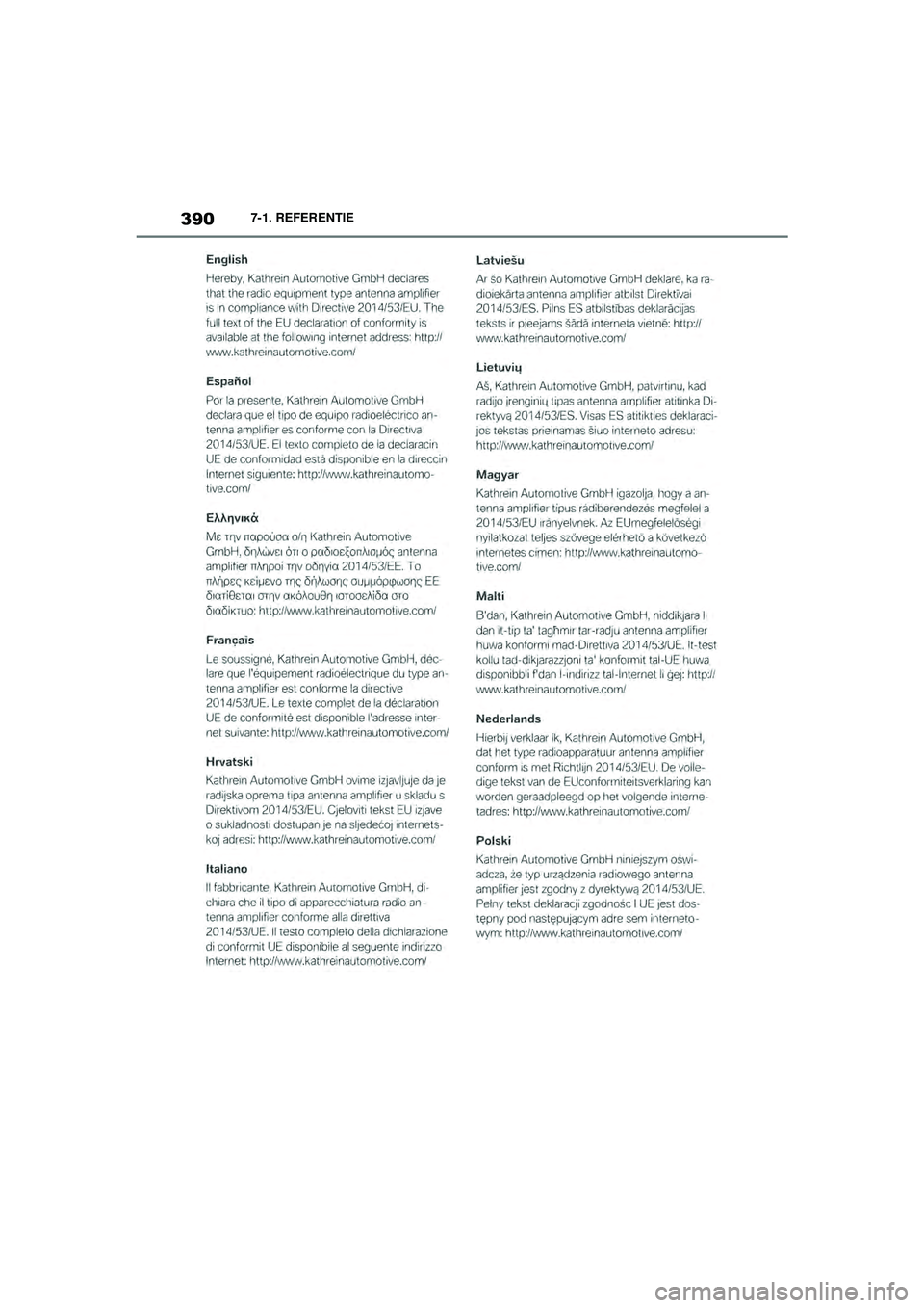TOYOTA SUPRA 2020  Instructieboekje (in Dutch) 390
Handleiding Supra7-1. REFERENTIE
Supra_OM_General_OM99V80E_1_1911.book  Page 
390  Thursday, October 31, 2019  2:57 PM 