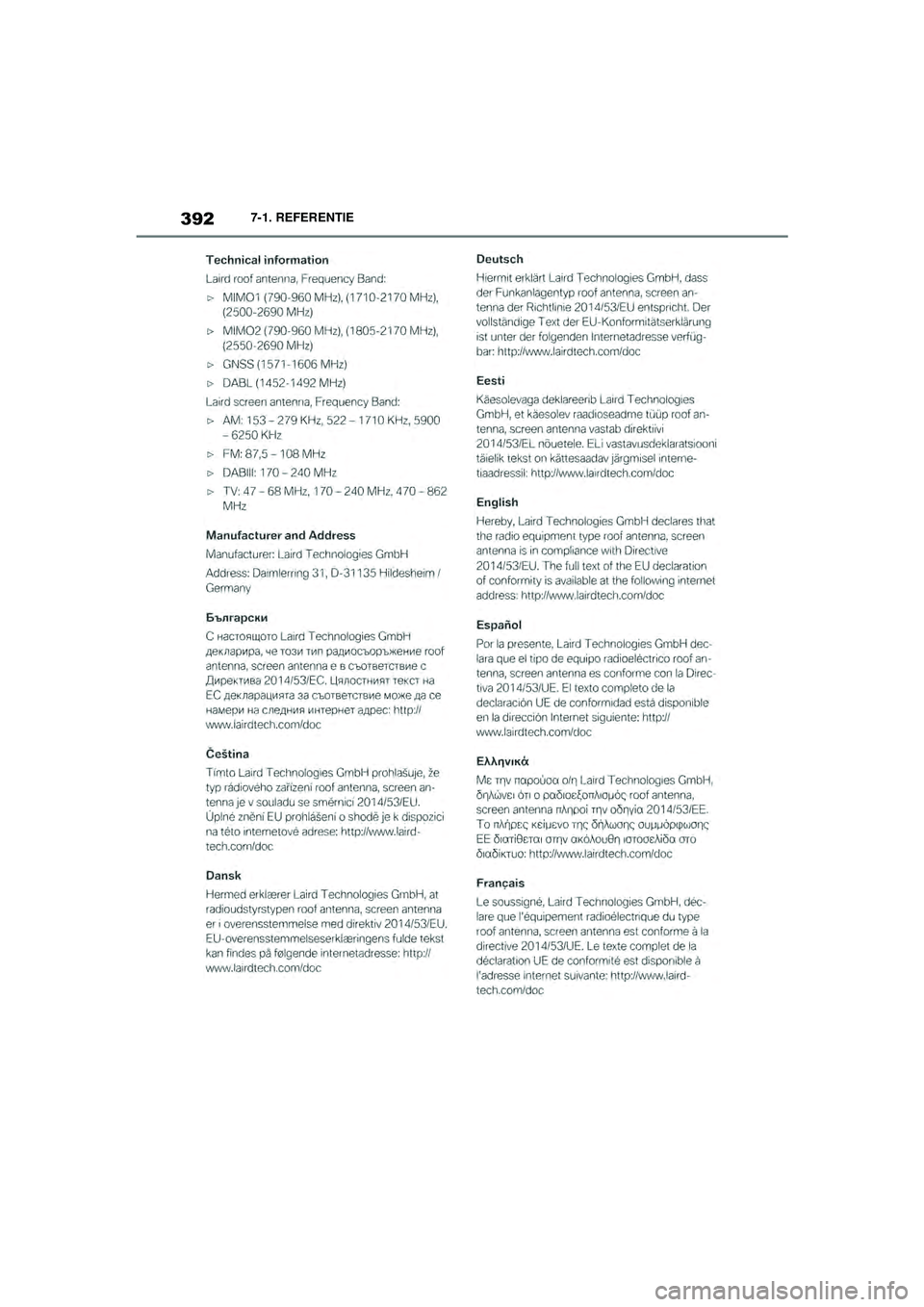 TOYOTA SUPRA 2020  Instructieboekje (in Dutch) 392
Handleiding Supra7-1. REFERENTIE
Supra_OM_General_OM99V80E_1_1911.book  Page 
392  Thursday, October 31, 2019  2:57 PM 