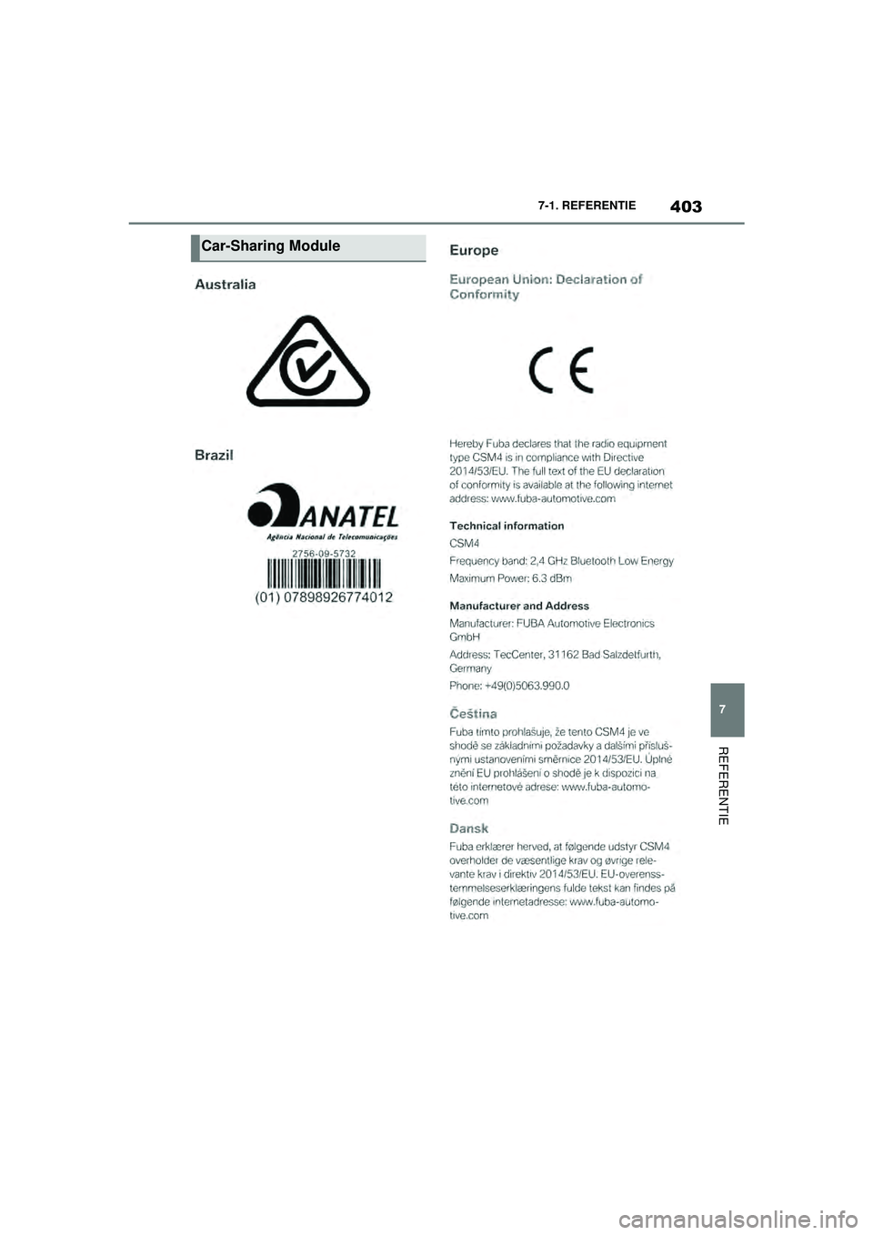 TOYOTA SUPRA 2020  Instructieboekje (in Dutch) 403
7
Handleiding Supra 7-1. REFERENTIE
REFERENTIE
Car-Sharing Module
Supra_OM_General_OM99V80E_1_1911.book  Page 
403  Thursday, October 31, 2019  2:57 PM 