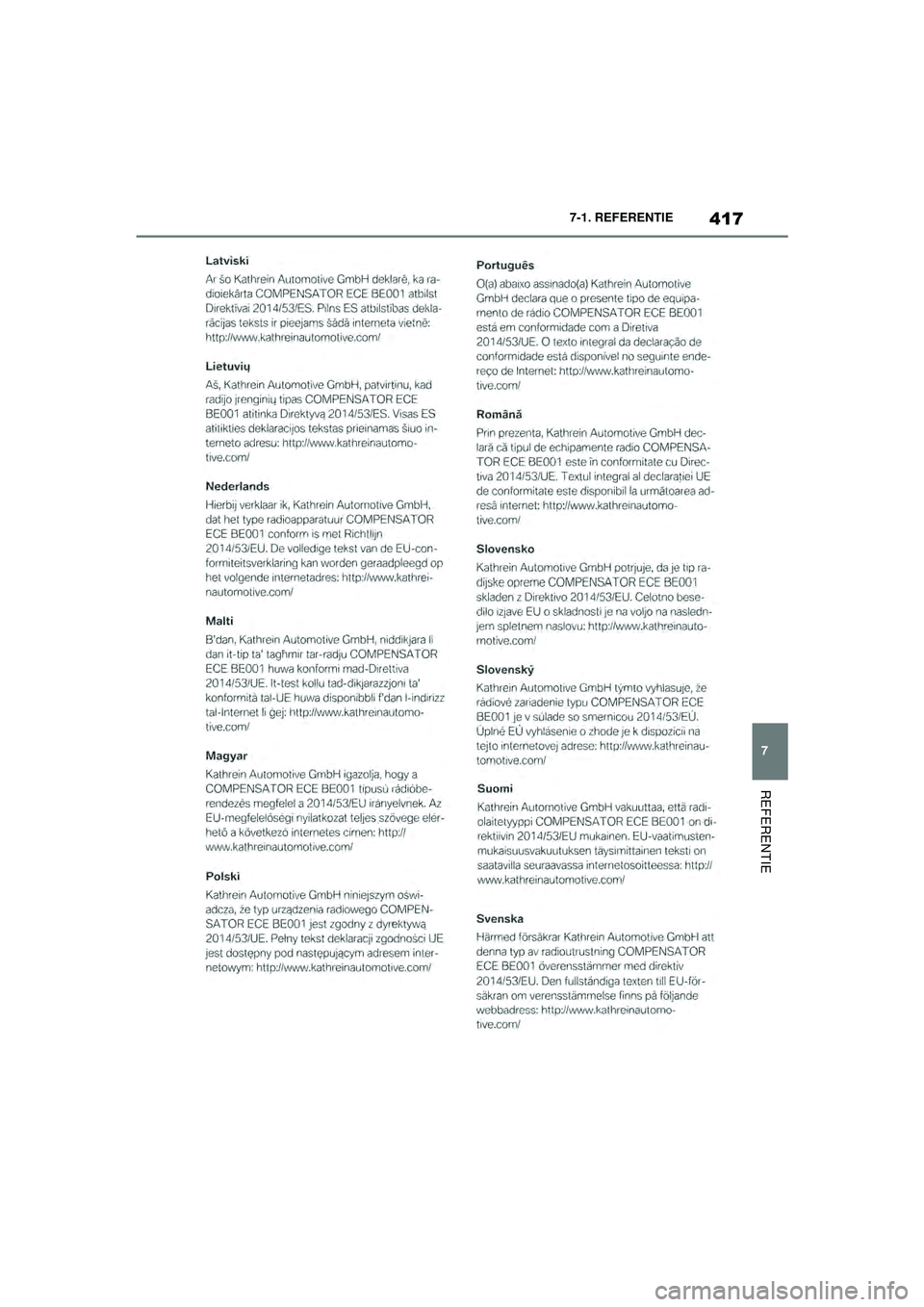 TOYOTA SUPRA 2020  Instructieboekje (in Dutch) 417
7
Handleiding Supra 7-1. REFERENTIE
REFERENTIE
Supra_OM_General_OM99V80E_1_1911.book  Page 
417  Thursday, October 31, 2019  2:57 PM 
