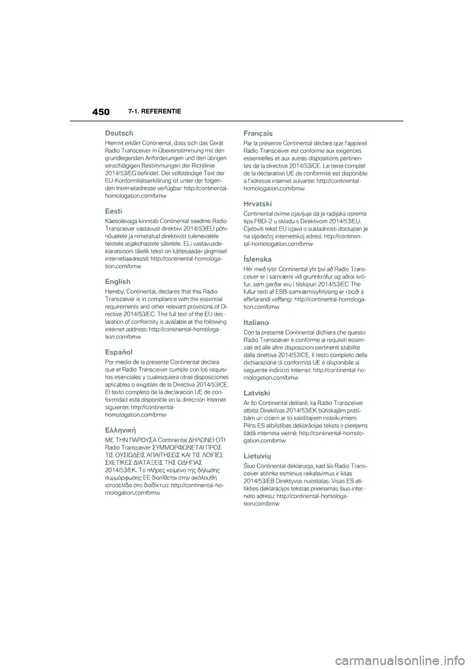 TOYOTA SUPRA 2020  Instructieboekje (in Dutch) 450
Handleiding Supra7-1. REFERENTIE
Supra_OM_General_OM99V80E_1_1911.book  Page 
450  Thursday, October 31, 2019  2:57 PM 