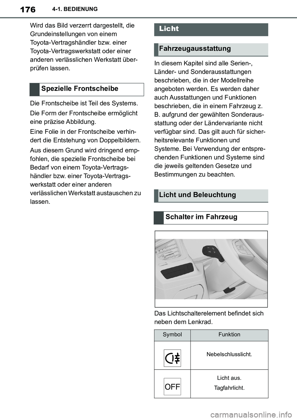 TOYOTA SUPRA 2020  Betriebsanleitungen (in German) 176
Supra Owners Manual_EM
4-1. BEDIENUNG
Wird das Bild verzerrt dargestellt, die 
Grundeinstellungen von einem 
Toyota-Vertragshändler bzw. einer 
Toyota-Vertragswerkstatt oder einer 
anderen verl