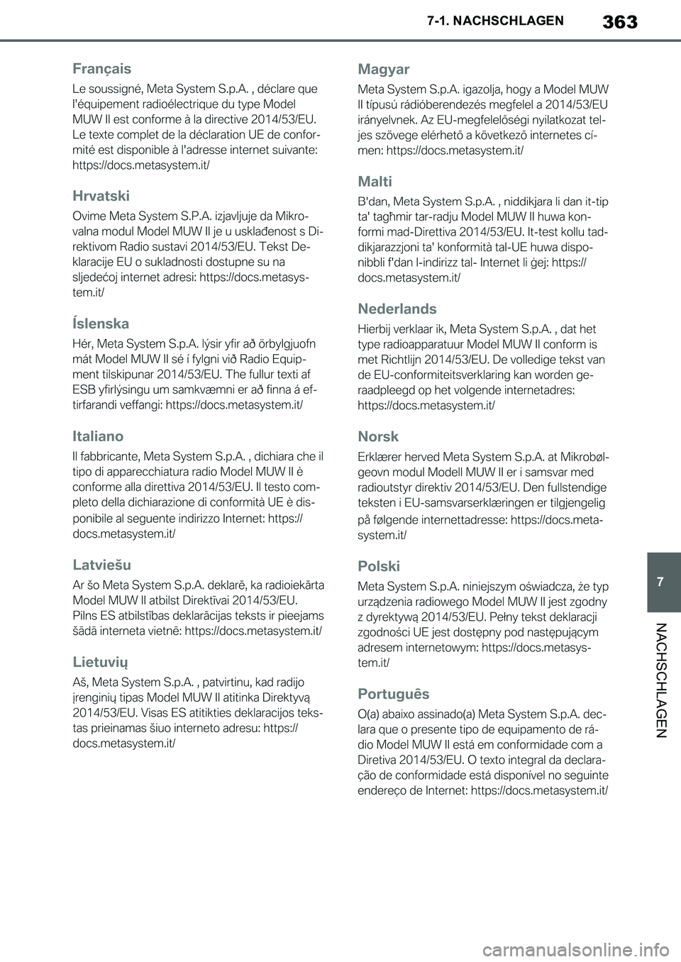 TOYOTA SUPRA 2020  Betriebsanleitungen (in German) 363
7
Supra Owners Manual_EM
7-1. NACHSCHLAGEN
NACHSCHLAGEN
Supra_OM_German_OM99V76M.book  363 ページ  ２０１９年８月２８日　水曜日　午後４時１４分 